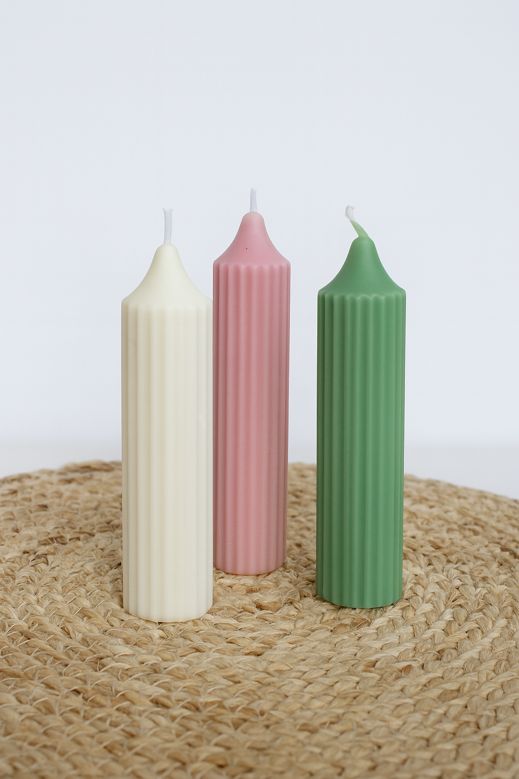 Ribbed Taper Candle Trio