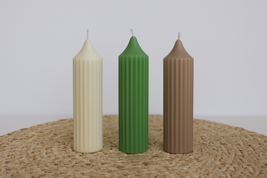 Ribbed Taper Candle Trio