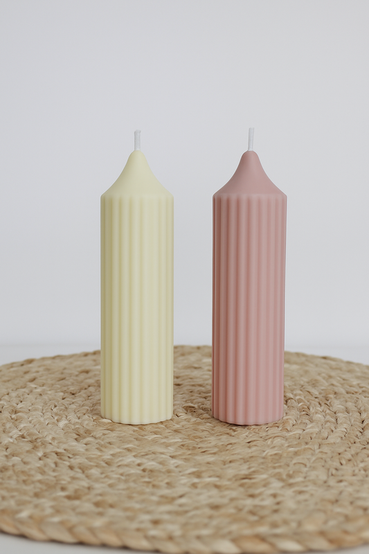 Ribbed Taper Candle Duo-Minimalist Decorative Set