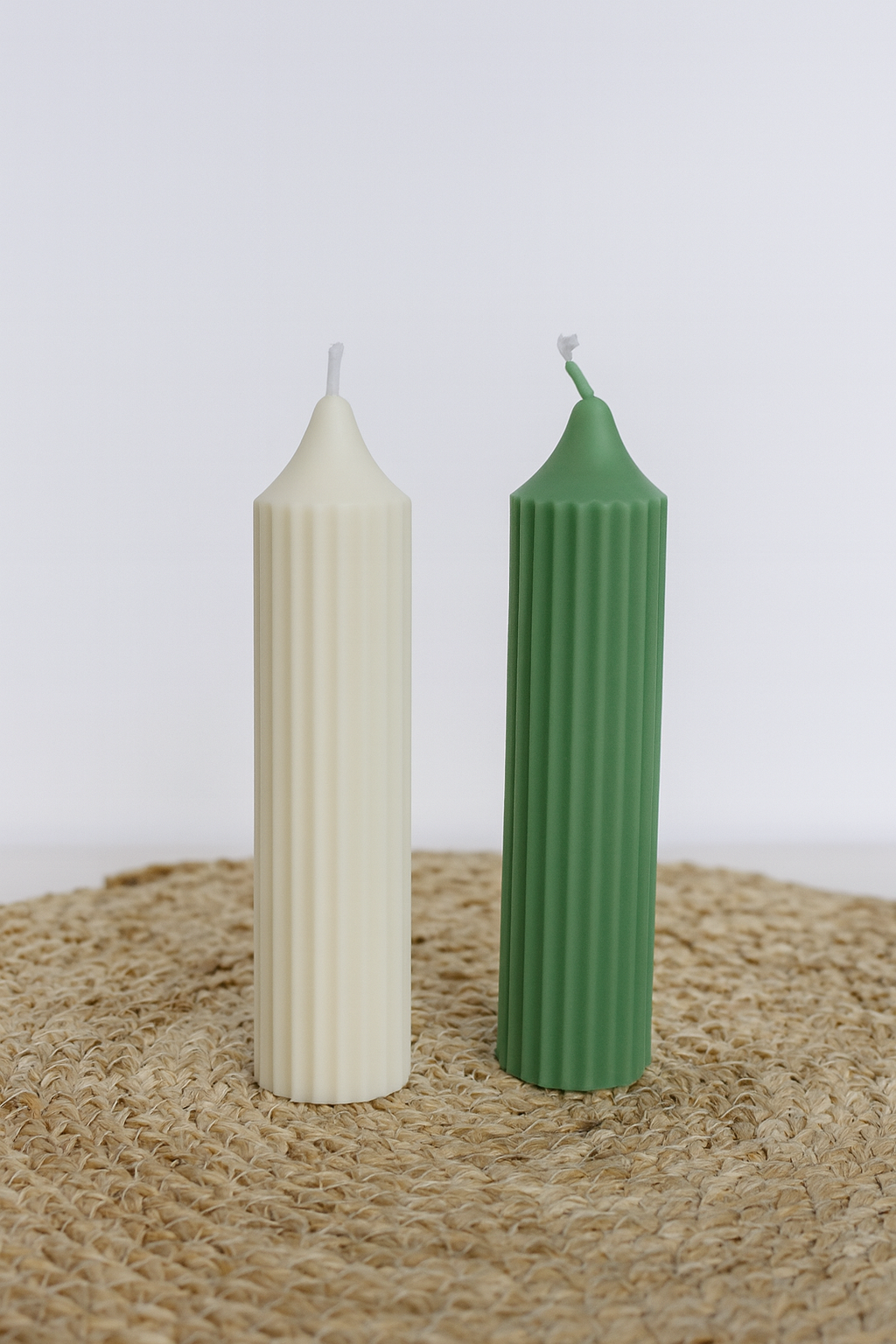 Ribbed Taper Candle Duo-Minimalist Decorative Set