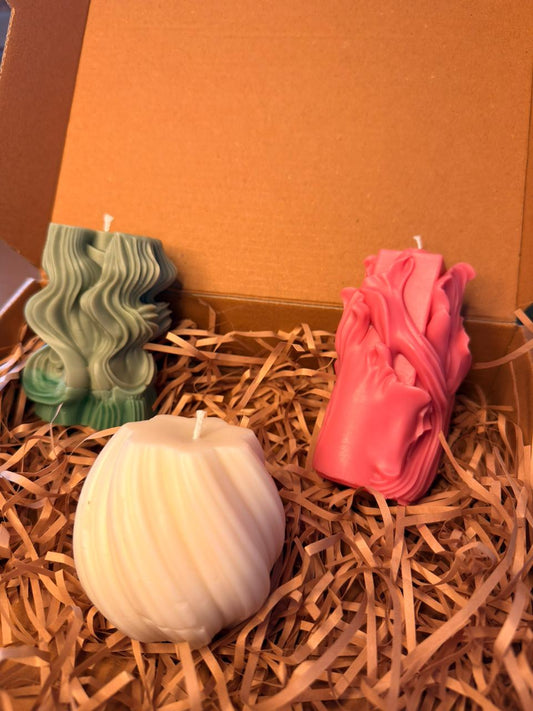 Sculpted Art Candle Trio